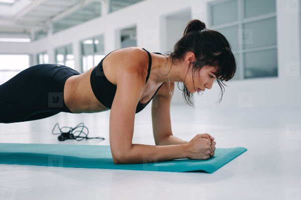 woman in plank position
